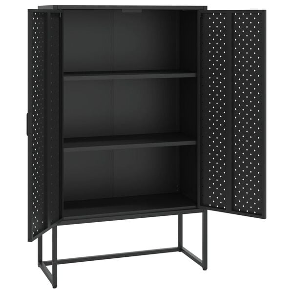 vidaXL Highboard svart 80x35x135 cm st&aring;l