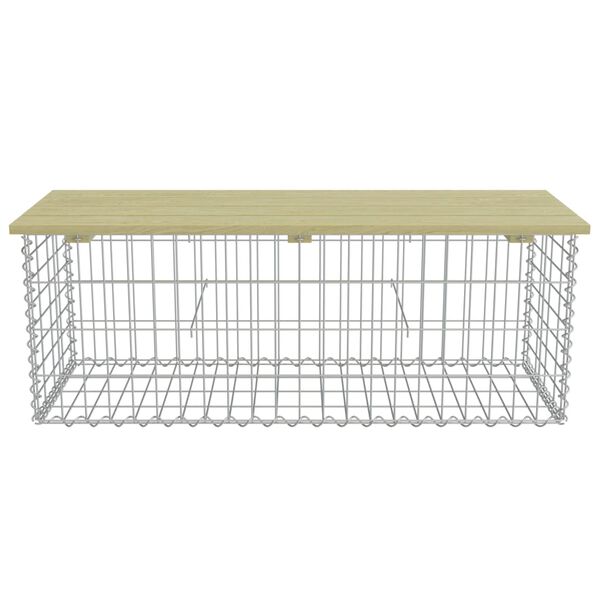 vidaXL Gabionbenk 120 cm galvanisert st&aring;l og furu