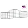 vidaXL Gabionkurver buede 8 stk 200x30x40/60 cm galvanisert jern