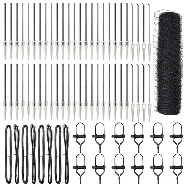 vidaXL Gjerdep&aring;le Gr&aring; 100 x 60 cm (36 mm nett) St&aring;l og PVC