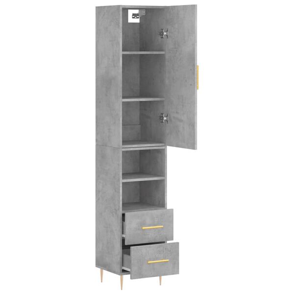 vidaXL Highboard betonggr&aring; 34,5x34x180 cm konstruert tre