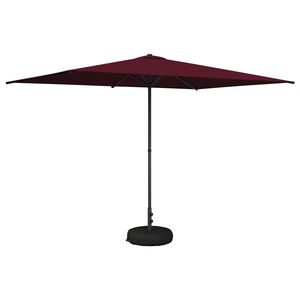 vidaXL Hageparasol med base Rektangul&aelig;r 2 x 3 m Polyester Bordeaux R&oslash;d
