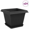 vidaXL Plantepotter 24 pcs Svart 28,5 x 28,5 x 22 cm Plast