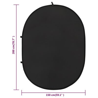vidaXL 2-i-1 Studiobakgrunn oval svart og grå 200x150 cm