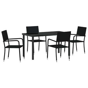 vidaXL Hage Spisegruppe med pute 5 pcs Svart polyrotting
