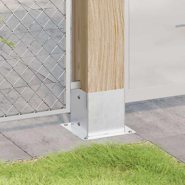 vidaXL Stolpebunner firkantet 12 stk sølv 141x141 mm galvanisert stål