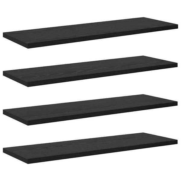 vidaXL Bokhyllebrett 4 pcs Svart 60 x 20 x 1,5 cm Konstruert tre