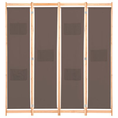 vidaXL Romdeler 4 paneler brun 160x170x4 cm stoff