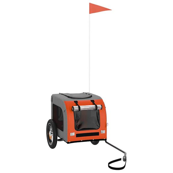 vidaXL Sykkelvogn for kjæledyr Oransje og grå 124 x 53 x 53 cm