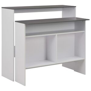 vidaXL Barbord med 2 bordplater hvit og gr&aring; 130x40x120 cm