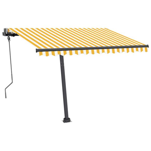 vidaXL Frittstående automatisk markise 300x250 cm gul og hvit