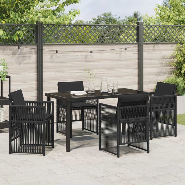 vidaXL Hage Spisegruppe 5 pcs Svart Poly rattan