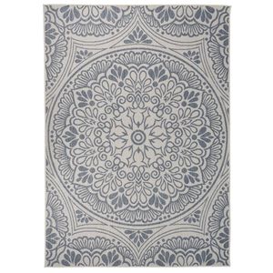 vidaXL Utend&oslash;rs flatvevd teppe 120x170 cm bl&aring; m&oslash;nster