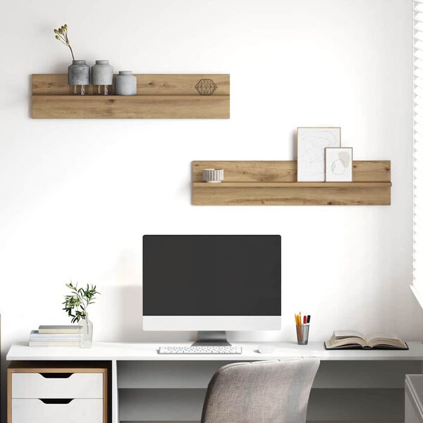 vidaXL Vegghylle 2 pcs Artisan Eik 80 x 11,5 x 18 cm Konstruert tre