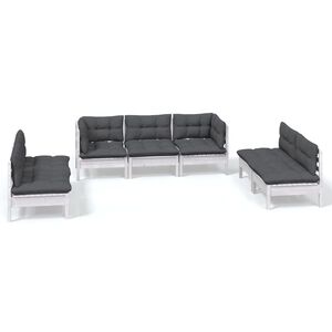 vidaXL Hagesofagruppe med puter 7 deler heltre furu