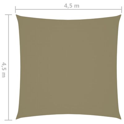 vidaXL Solseil oxfordstoff kvadratisk 4,5x4,5 m beige
