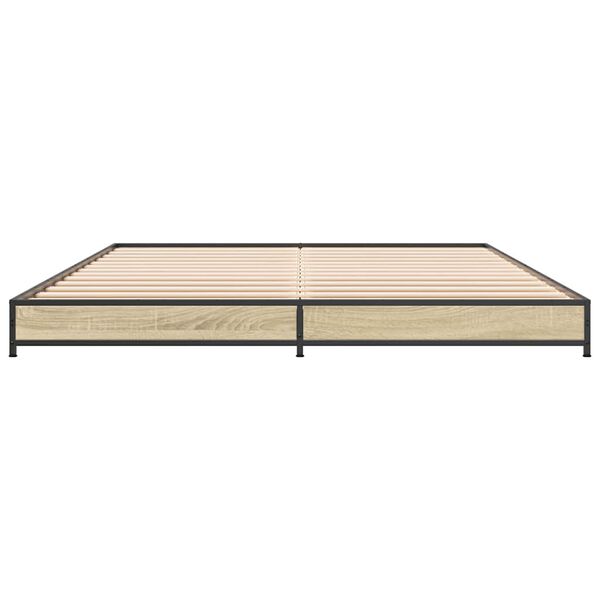 vidaXL Sengeramme sonoma eik 120x200 cm konstruert tre og metall