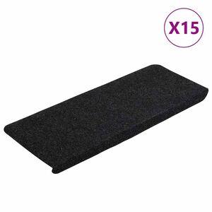 vidaXL Selvklebende trappematter 15 stk 65x24,5x3,5 cm svart