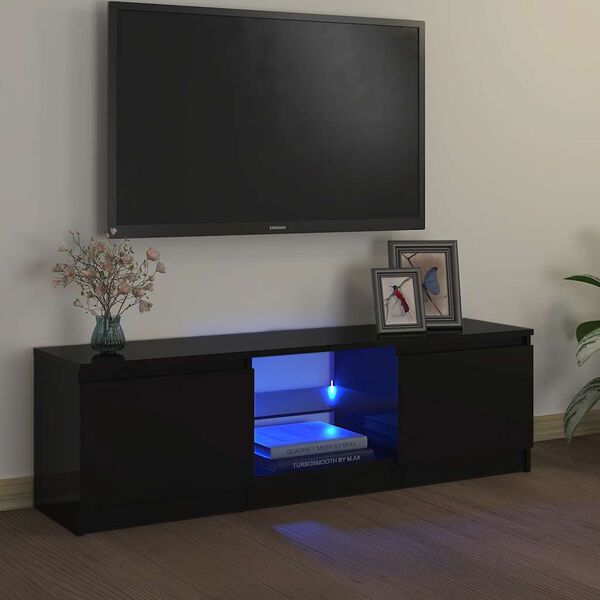 vidaXL TV-benk med LED-lys svart 120x30x36 cm