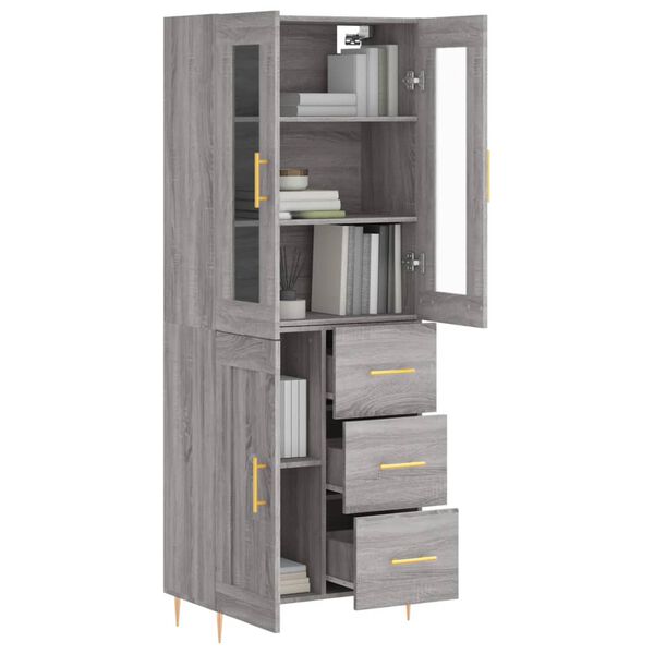 vidaXL Highboard gr&aring; sonoma 69,5x34x180 cm konstruert tre