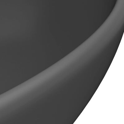 vidaXL Luksuriøs servant ovalformet matt mørkegrå 40x33 cm keramisk