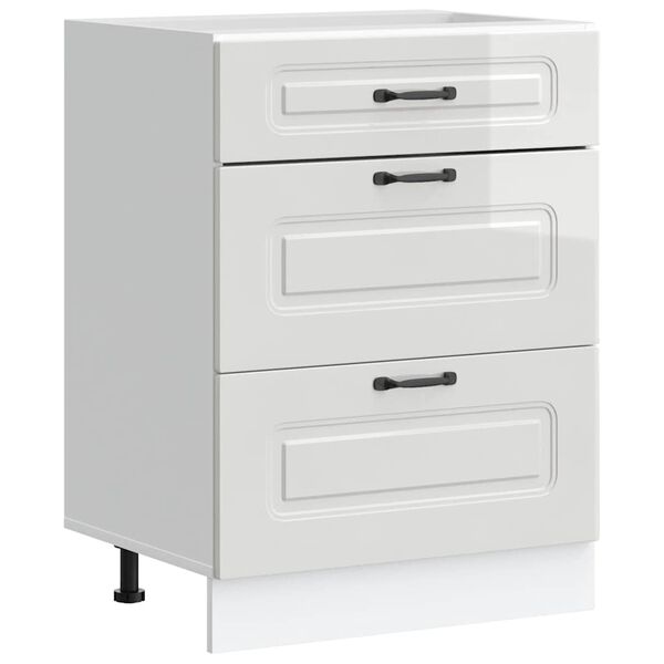 vidaXL Kj&oslash;kkenskap &laquo;Kalmar&raquo; h&oslash;yglans hvit konstruert tre