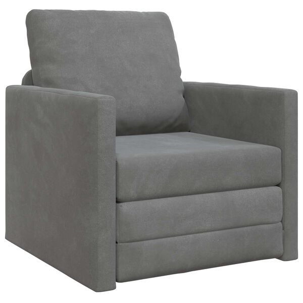 vidaXL Sammenleggbar Sofa seng M&oslash;rkegr&aring; 74 x 77 x 81 cm Fl&oslash;yel