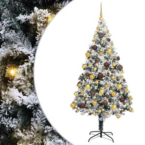 vidaXL Kunstig juletre med 300 LED Hvit 180 cm PVC og St&aring;l og Plast