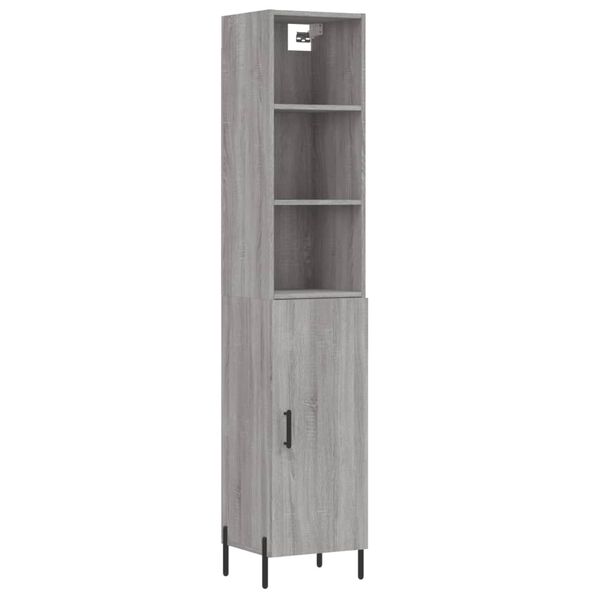 vidaXL Highboard gr&aring; sonoma 34,5x34x180 cm konstruert tre