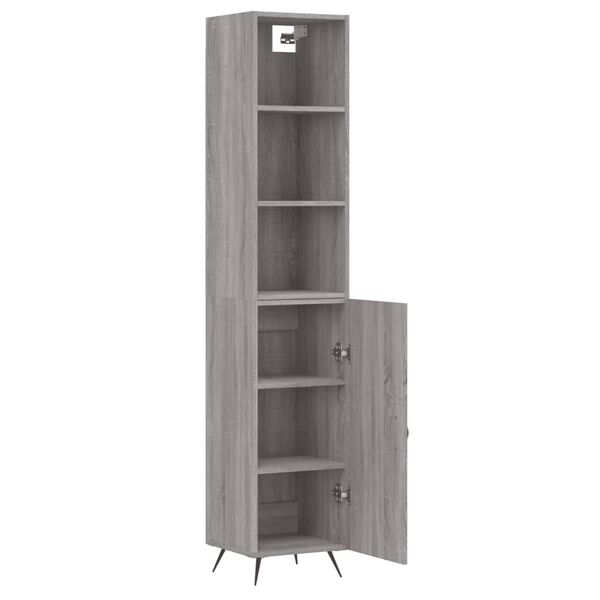 vidaXL Highboard grå sonoma 34,5x34x180 cm konstruert tre