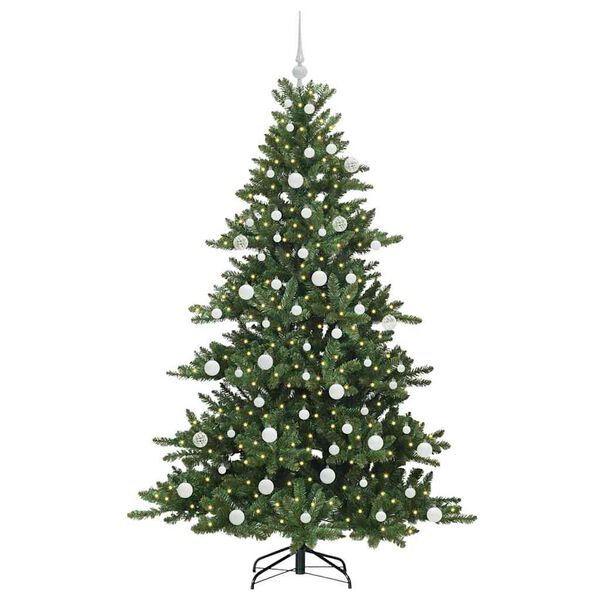 vidaXL Kunstig sammensatt juletre med 300 LED gr&oslash;nn 180 cm PVC og st&aring;l