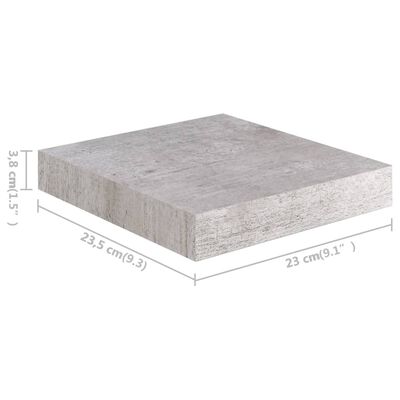 vidaXL Flytende vegghyller 4 stk betonggrå 23x23,5x3,8 cm MDF