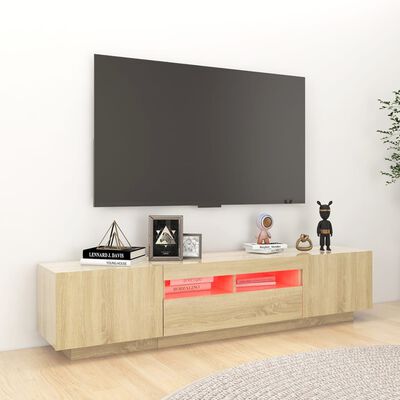 vidaXL TV-benk med LED-lys sonoma eik 180x35x40 cm