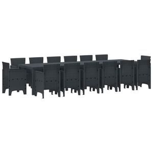 vidaXL Hage Spisegruppe 15 stk. Antrasitt Polt rattan