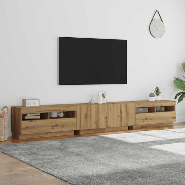vidaXL TV-benk med LED-lys artisan eik 260x35x40 cm konstruert tre