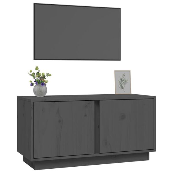 vidaXL TV-benk grå 80x35x40,5 cm heltre furu