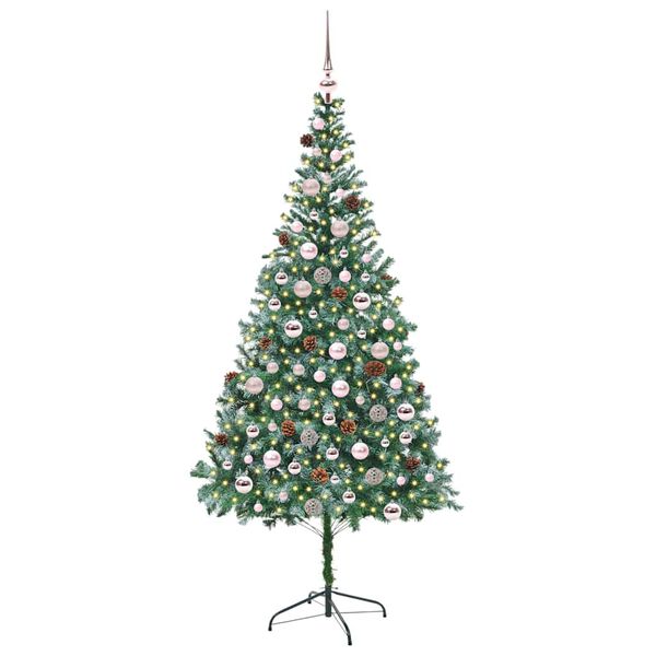 vidaXL Kunstig juletre med 300 LED med stativ gr&oslash;nn 210 cm PVC og st&aring;l