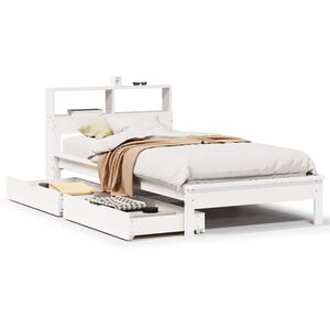 vidaXL Seng med bokhylle uten madrass hvit 90x190 cm heltre furu