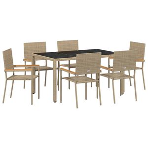 vidaXL Hage Spisegruppe 7 stk. Beige polyrotting