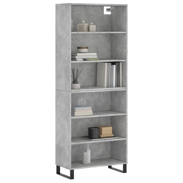 vidaXL Highboard betonggr&aring; 69,5x32,5x180 cm konstruert tre