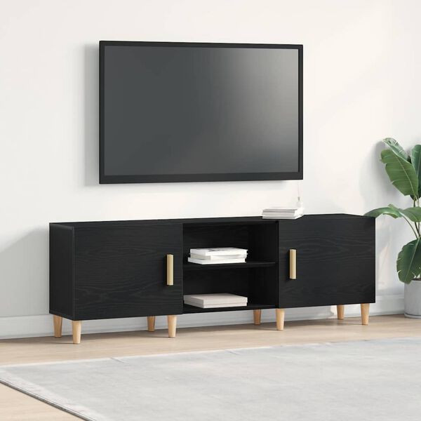 vidaXL TV-skap Svart Eik 150 x 30 x 50 cm Konstruert tre
