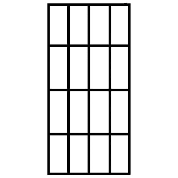 vidaXL Dusjvegg med hylle svart 80x195 cm ESG-glass og aluminium