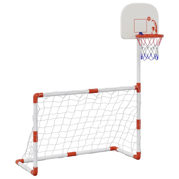 vidaXL Sett med fotball og basketball med baller for barn 98x50x70 cm