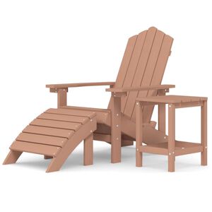 vidaXL Adirondack hagestol med fotst&oslash;tte og bord HDPE brun