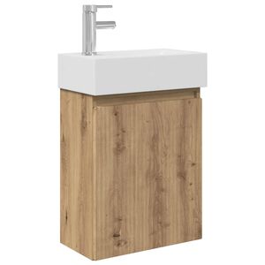 vidaXL Badev&aelig;relses enhet med kran Artisan eik 45,5 x 22,5 x 84 cm