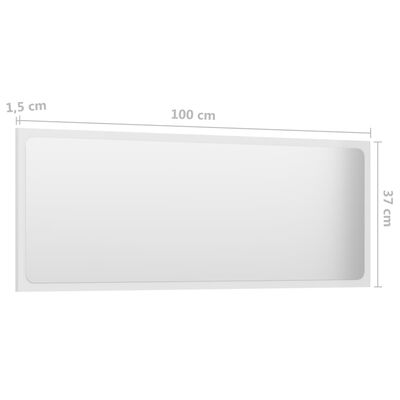 vidaXL Baderomsspeil høyglans hvit 100x1,5x37 cm sponplate