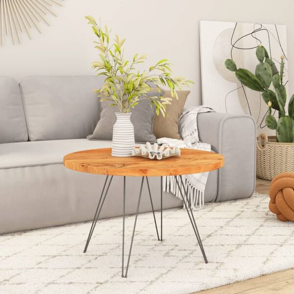 vidaXL Bordplate Ø70x2,5 cm rund heltre akasie