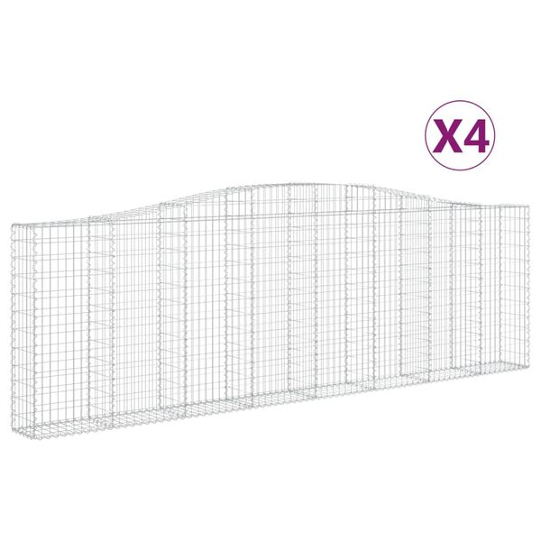 vidaXL Gabionkurver buede 4 stk 400x30x120/140 cm galvanisert jern