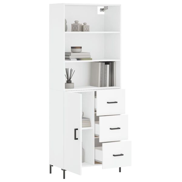 vidaXL Highboard hvit 69,5x34x180 cm konstruert tre
