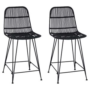 vidaXL Barstol 2 stk. Svart 44 x 54 x 96 cm Rattan og St&aring;l
